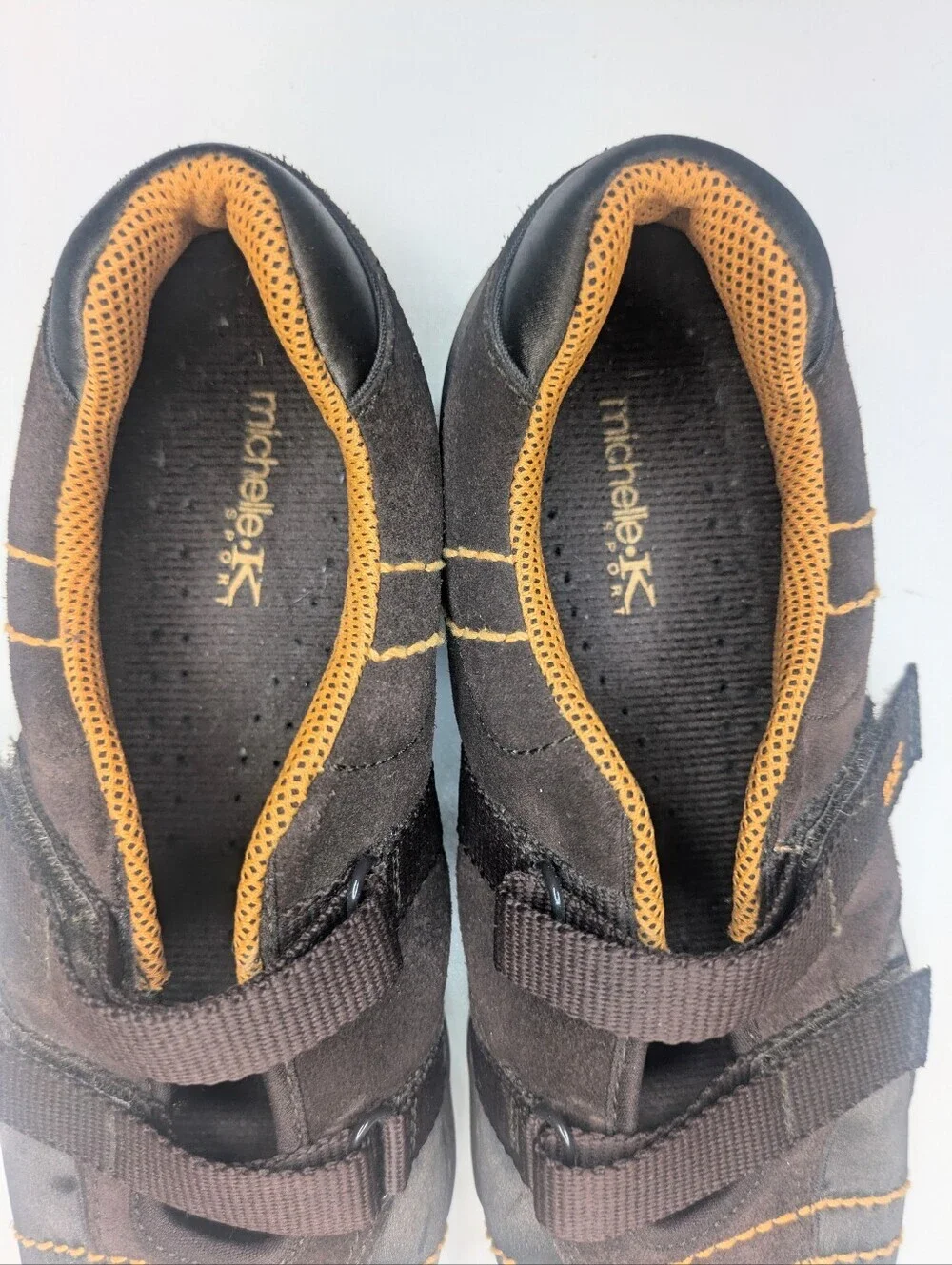 Michelle K Sport Suede Satin Sneakers Sneakerinas Ballet Brown Orange Size 7